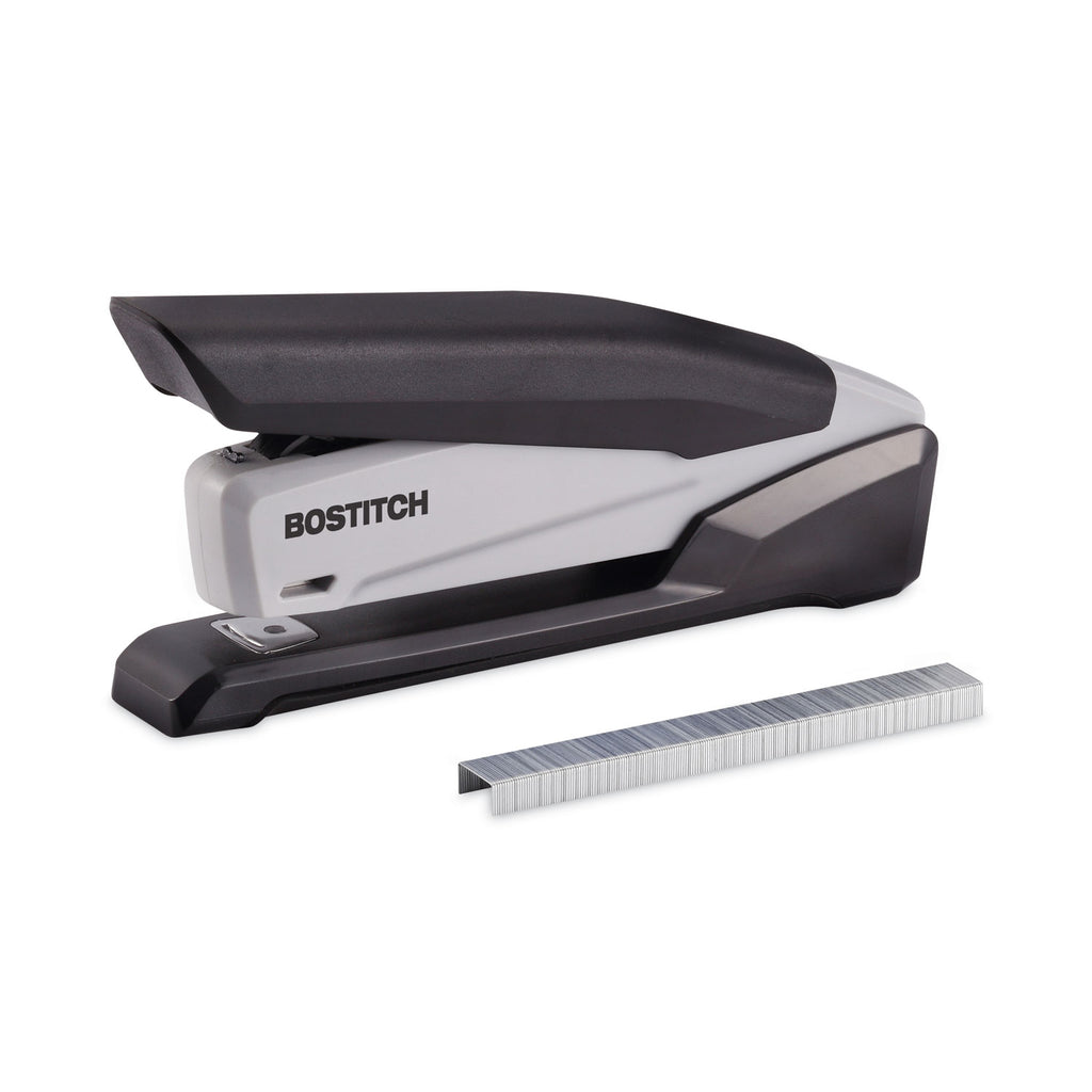 EcoStapler Spring-Powered Desktop Stapler with Antimicrobial Protection, 20-Sheet Capacity, Gray/Black