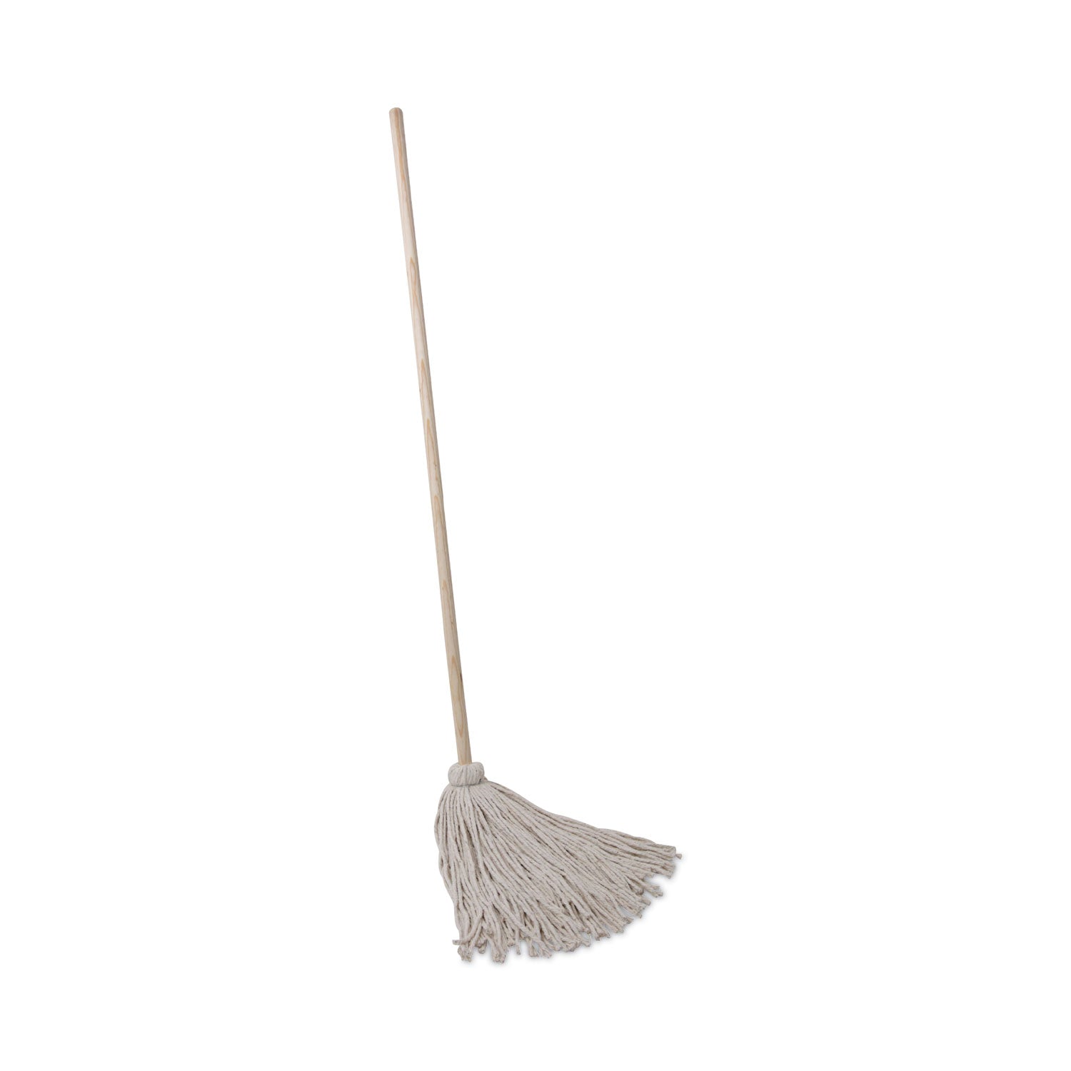 Handle/Deck Mops, #24 White Cotton Head, 54" Natural Wood Handle, 6/Pack - 