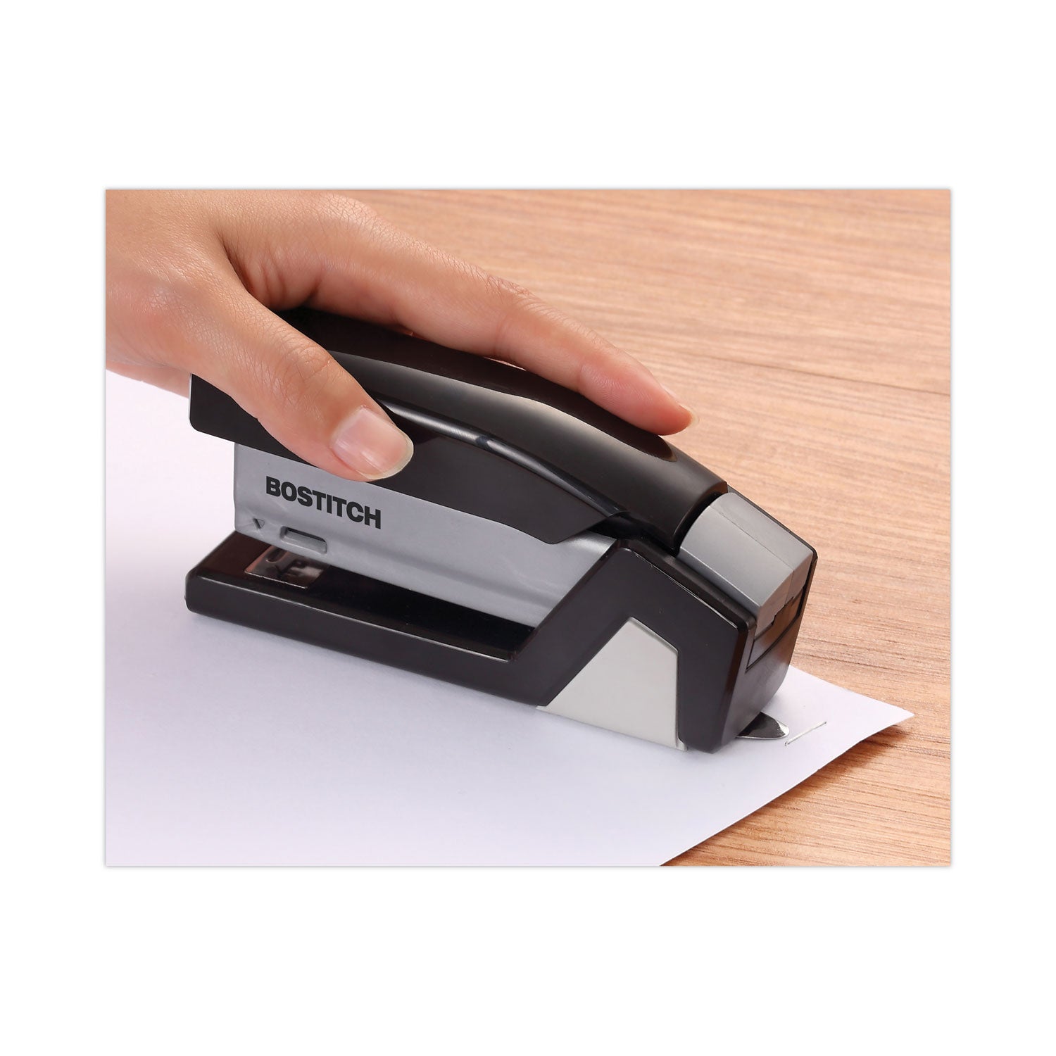 InJoy One-Finger 3-in-1 Eco-Friendly Compact Stapler, 20-Sheet Capacity, Black - 