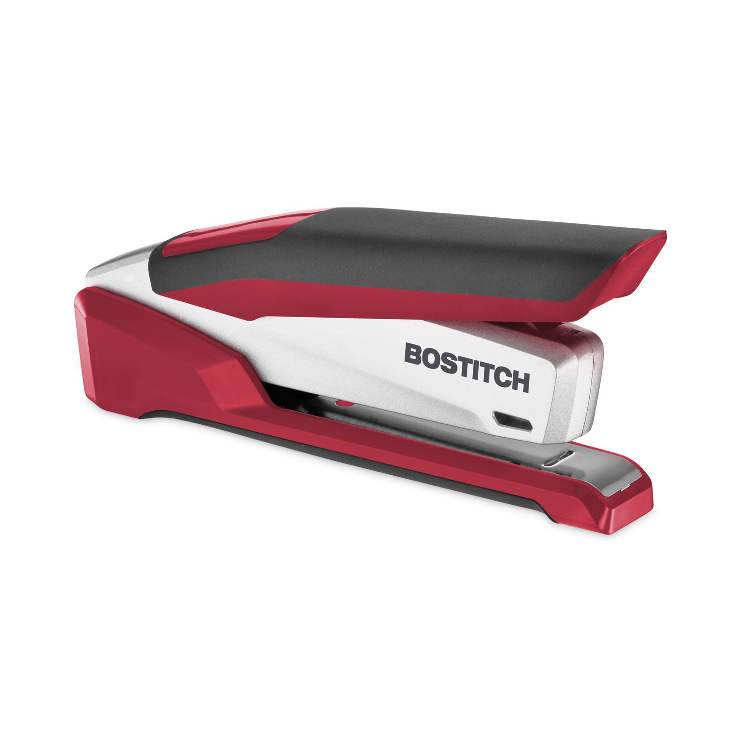 InPower One-Finger 3-in-1 Desktop Stapler with Antimicrobial Protection, 28-Sheet Capacity, Red/Silver - 