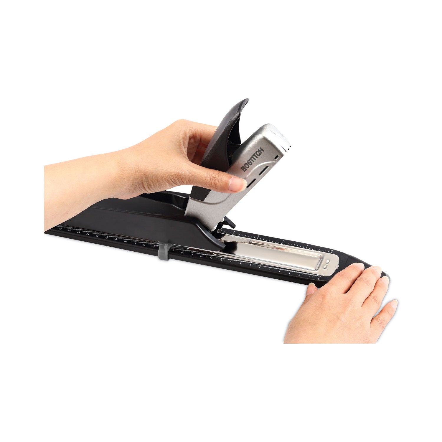 Long Reach Stapler, 25-Sheet Capacity, 12" Throat, Black/Silver - 