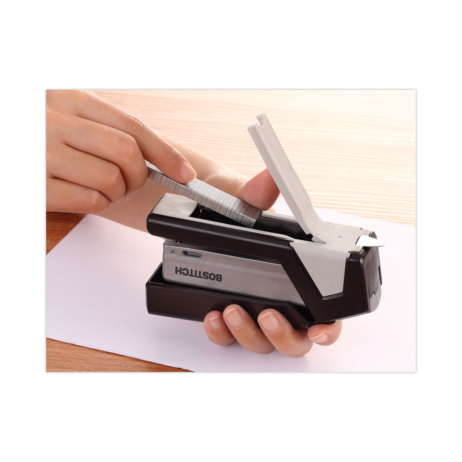 InJoy One-Finger 3-in-1 Eco-Friendly Compact Stapler, 20-Sheet Capacity, Black - 