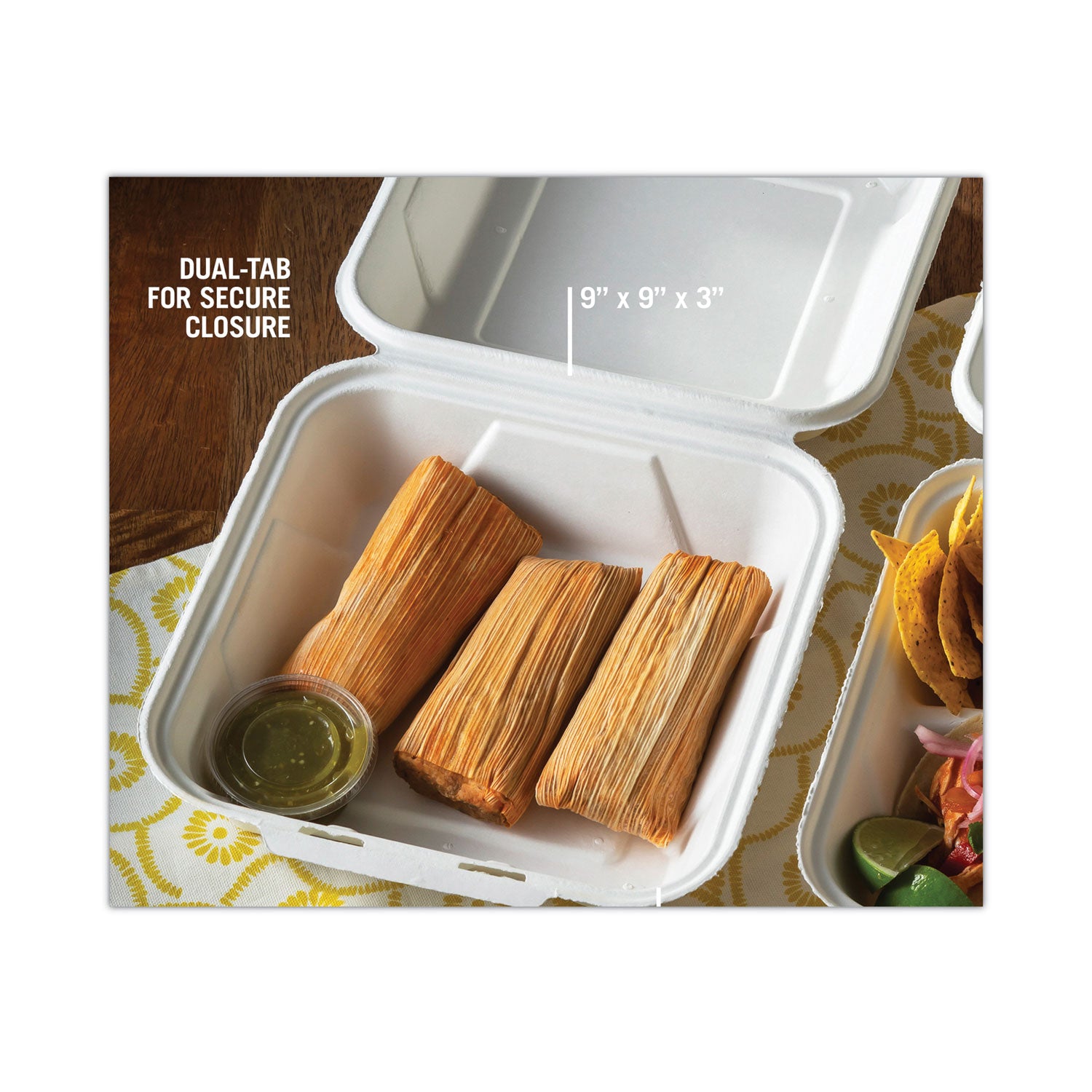 earthchoice-bagasse-hinged-lid-container-dual-tab-lock-large-container-9-x-9-x-35-natural-sugarcane-150-carton_pctymch09010001 - 6