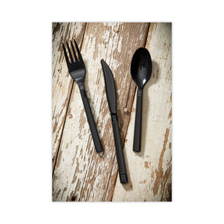 Meadoware Cutlery, Soup Spoon, Medium Heavy Weight, Black, 1,000/Carton
