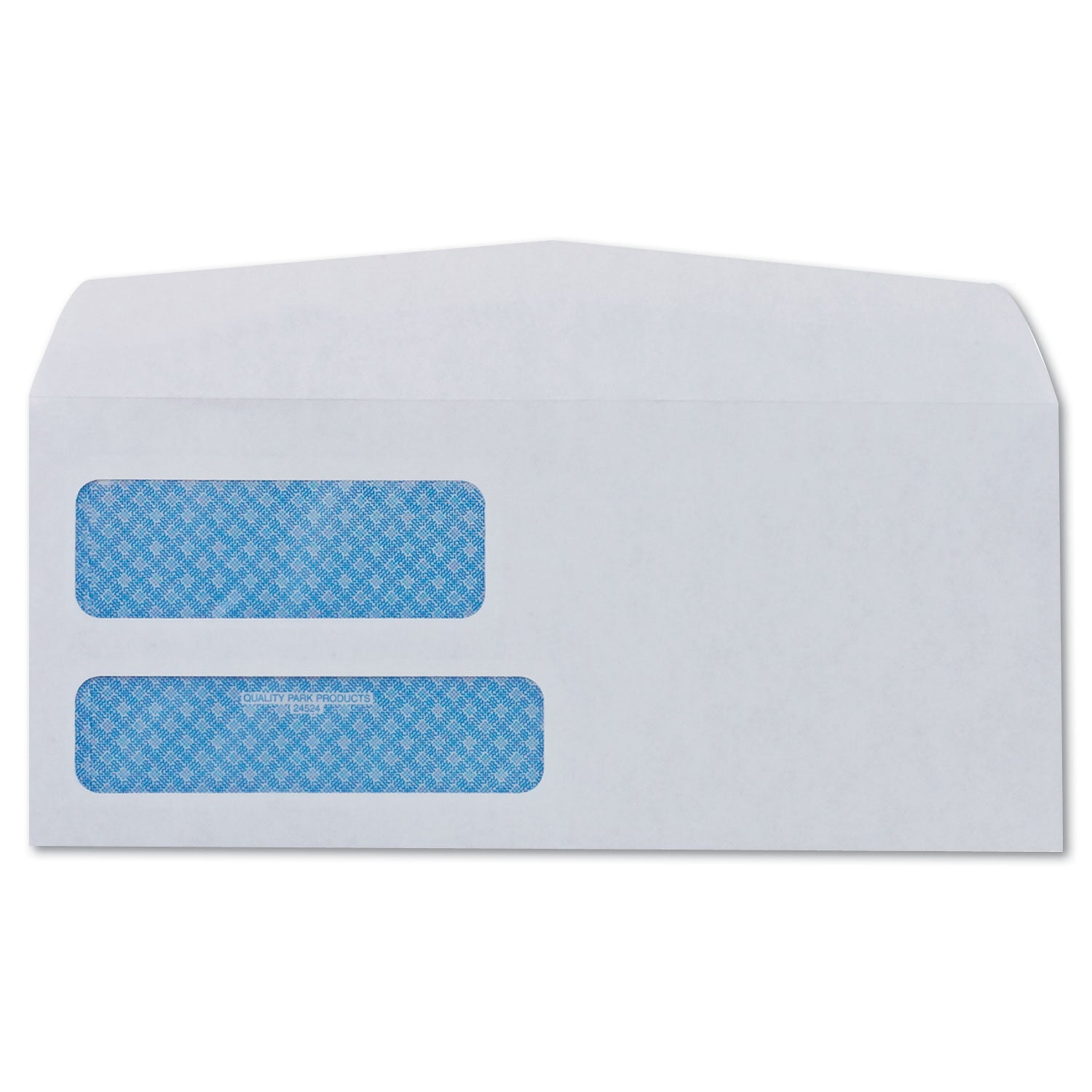 Double Window Security-Tinted Check Envelope, #8 5/8, Commercial Flap, Gummed Closure, 3.63 x 8.63, White, 500/Box - 