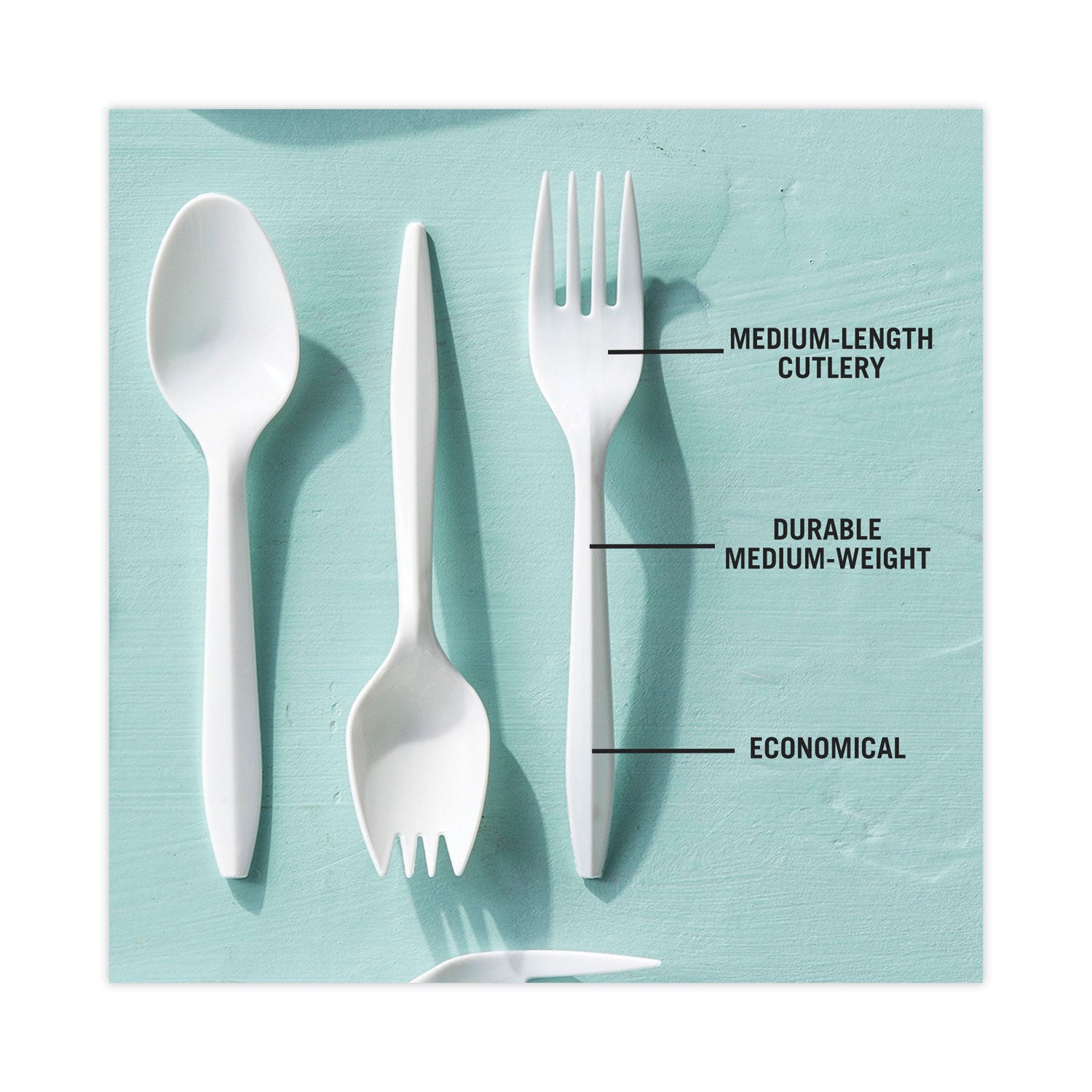 Fieldware Cutlery, Fork, Mediumweight, White, 1,000/Carton