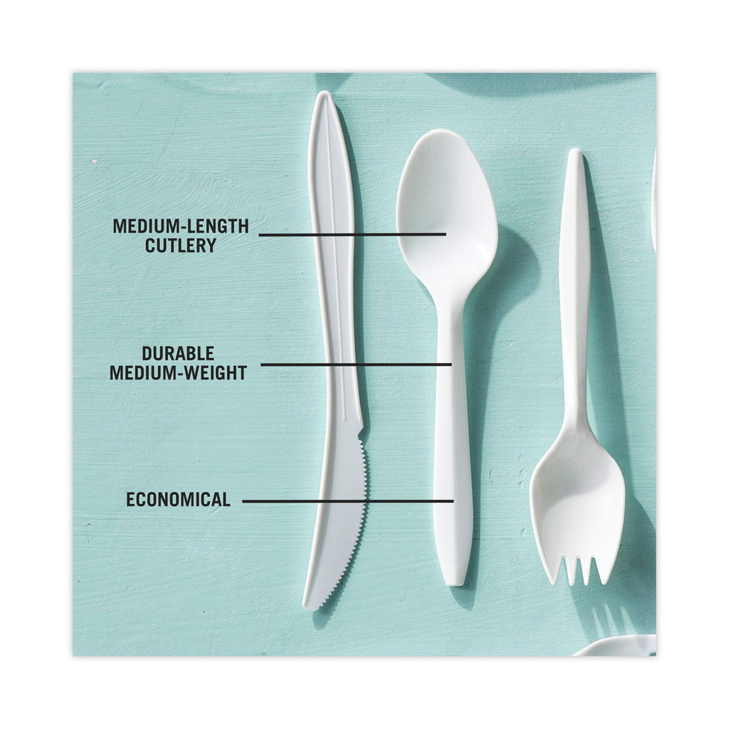 Fieldware Cutlery, Spoon, Mediumweight, White, 1,000/Carton