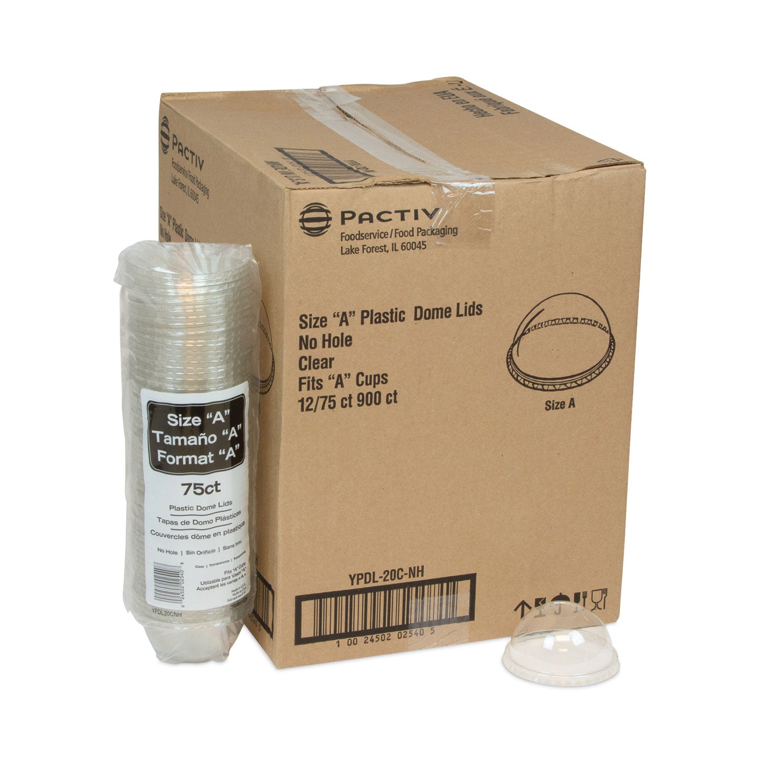 EarthChoice Strawless RPET Lid, Dome Lid, Fits 9 oz to 20 oz "A" Cups, Clear, 900/Carton