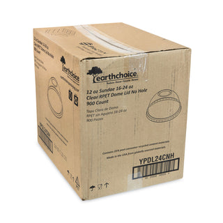 EarthChoice Strawless RPET Lid, Dome Lid, Clear, Fits 12 oz to 24 oz "B" Cups, Clear, 1,020/Carton