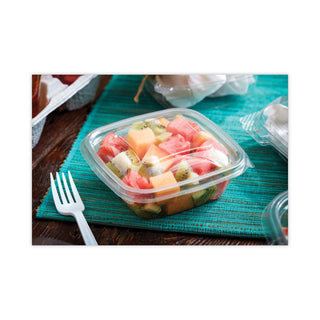 EarthChoice Recycled PET Container Lid, For 8/12/16 oz Container Bases, 5.5 x 5.5 x 0.38, Clear, Plastic, 504/Carton