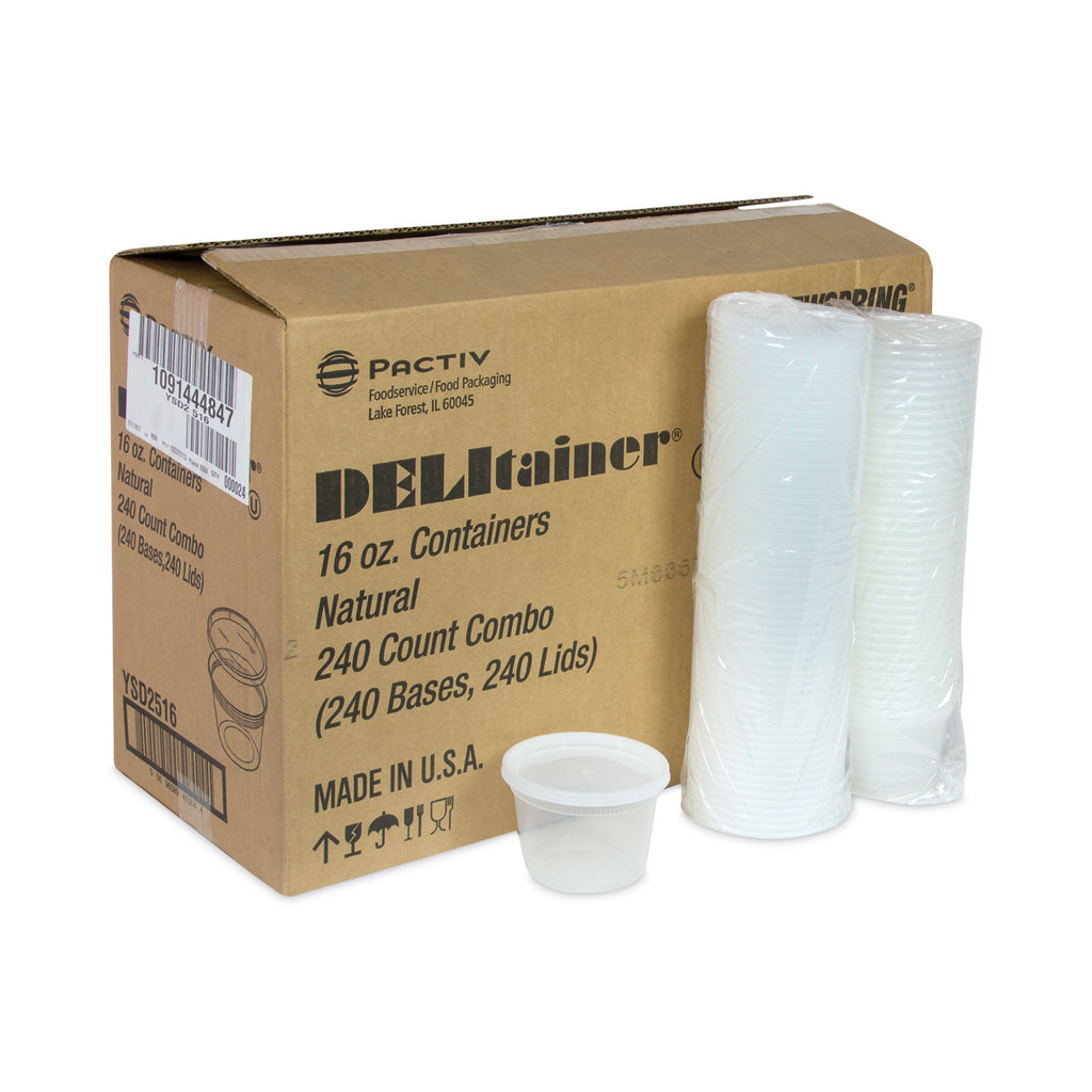 Newspring DELItainer Microwavable Container, 16 oz, 2 x 2 x 2, Clear, Plastic, 240/Carton
