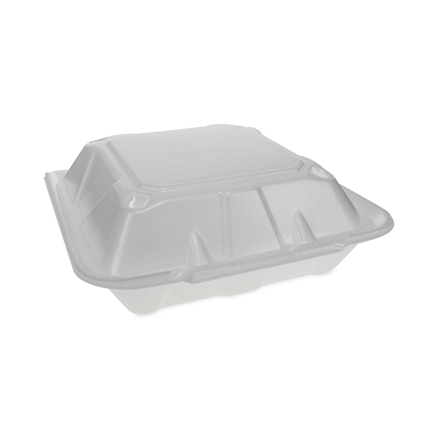 vented-foam-hinged-lid-container-dual-tab-lock-economy-3-compartment-913-x-9-x-325-white-150-carton_pctytd19903econ - 1