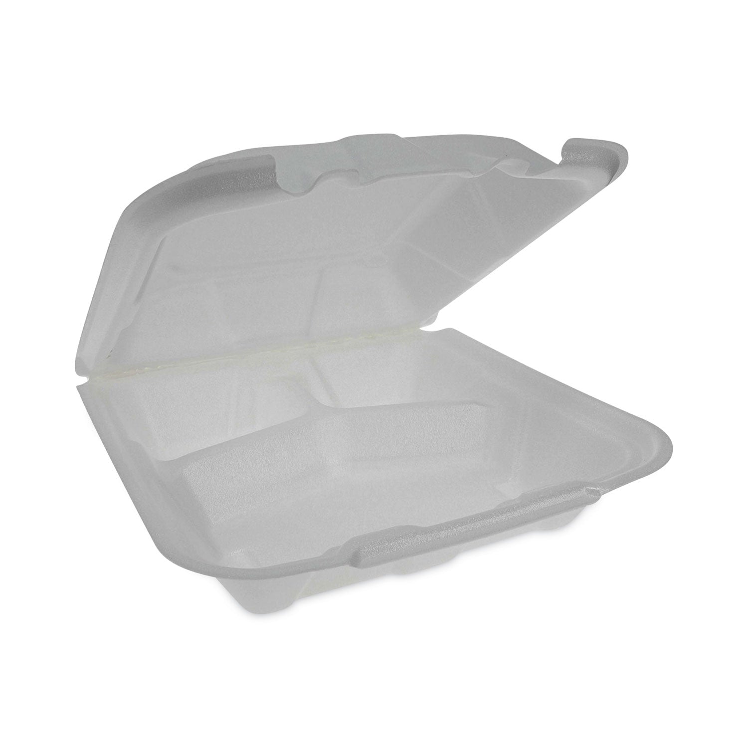 vented-foam-hinged-lid-container-dual-tab-lock-economy-3-compartment-913-x-9-x-325-white-150-carton_pctytd19903econ - 2