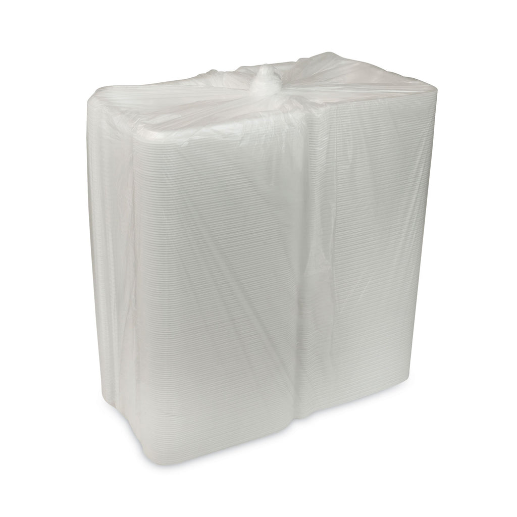 Foam Hinged Lid Containers, White, 9 x 9 x 3.25, 3-Compartment, 150/Carton