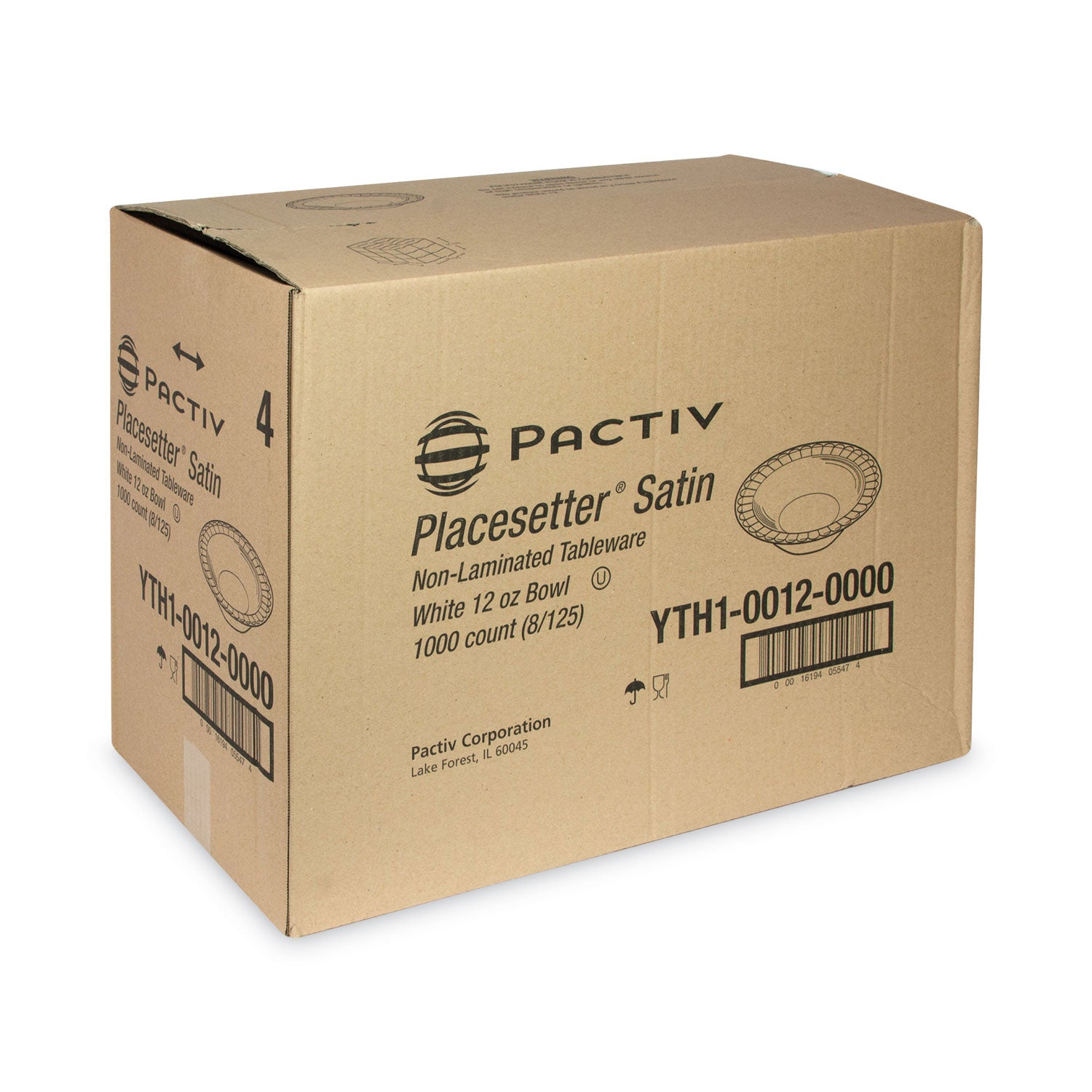 Placesetter Satin Non-Laminated Foam Dinnerware, Bowl, 12 oz, 6" dia, White, 1,000/Carton