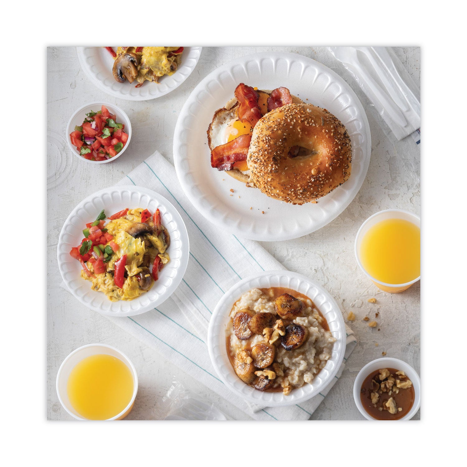 Placesetter Satin Non-Laminated Foam Dinnerware, Oval Platter, 11.5 x 8.5, White, 500/Carton