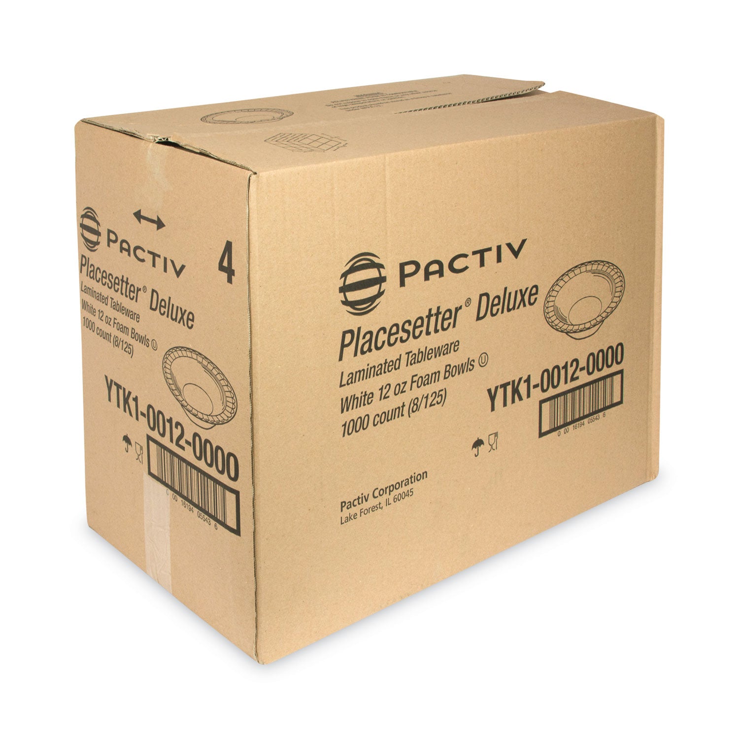 Placesetter Deluxe Laminated Foam Dinnerware, Bowl, 12 oz, 6" dia, White, 1,000/Carton