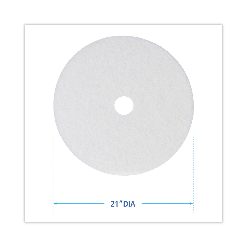 Polishing Floor Pads, 21" Diameter, White, 5/Carton