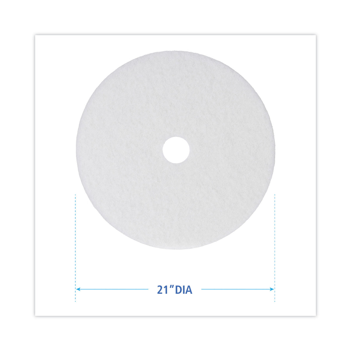 Polishing Floor Pads, 21" Diameter, White, 5/Carton