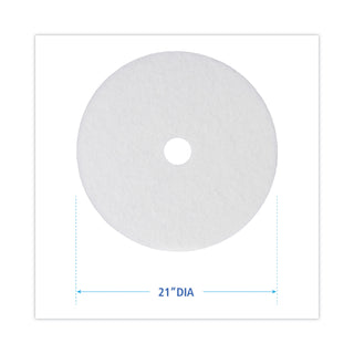 Polishing Floor Pads, 21" Diameter, White, 5/Carton