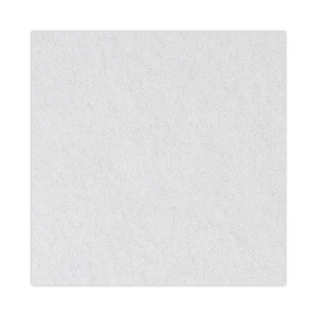 Polishing Floor Pads, 20" Diameter, White, 5/Carton