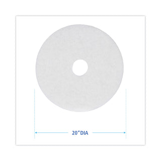 Polishing Floor Pads, 20" Diameter, White, 5/Carton