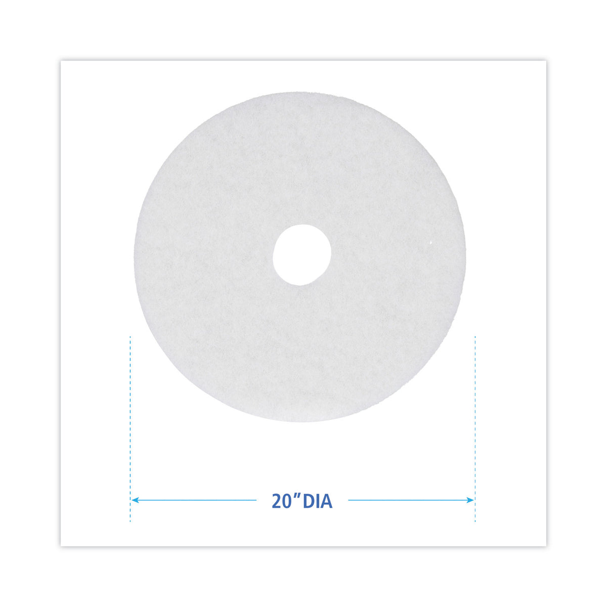 Polishing Floor Pads, 20" Diameter, White, 5/Carton
