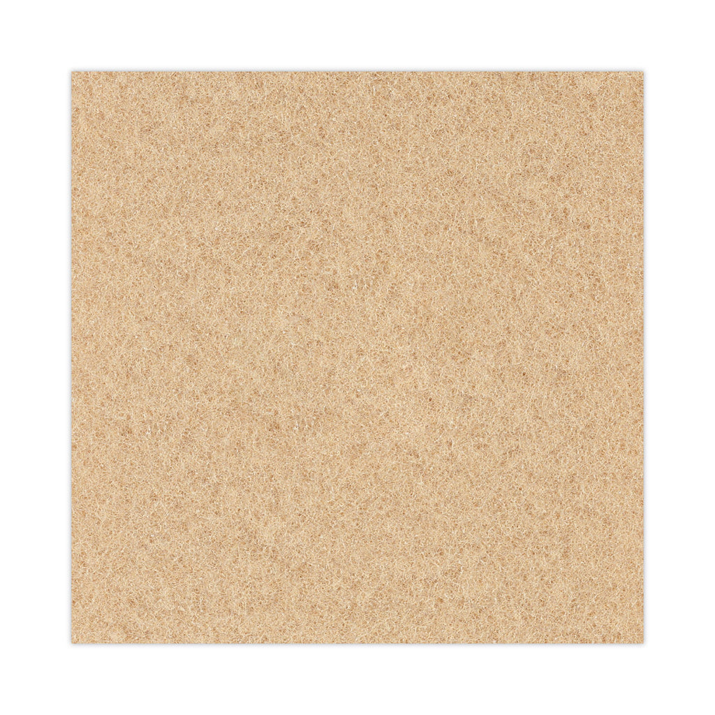 Burnishing Floor Pads, 20" Diameter, Tan, 5/Carton