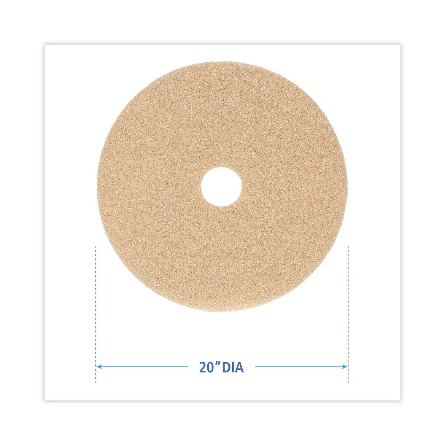 Burnishing Floor Pads, 20" Diameter, Tan, 5/Carton - 