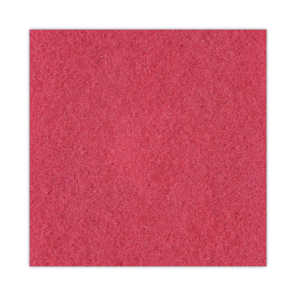 Buffing Floor Pads, 20" Diameter, Red, 5/Carton