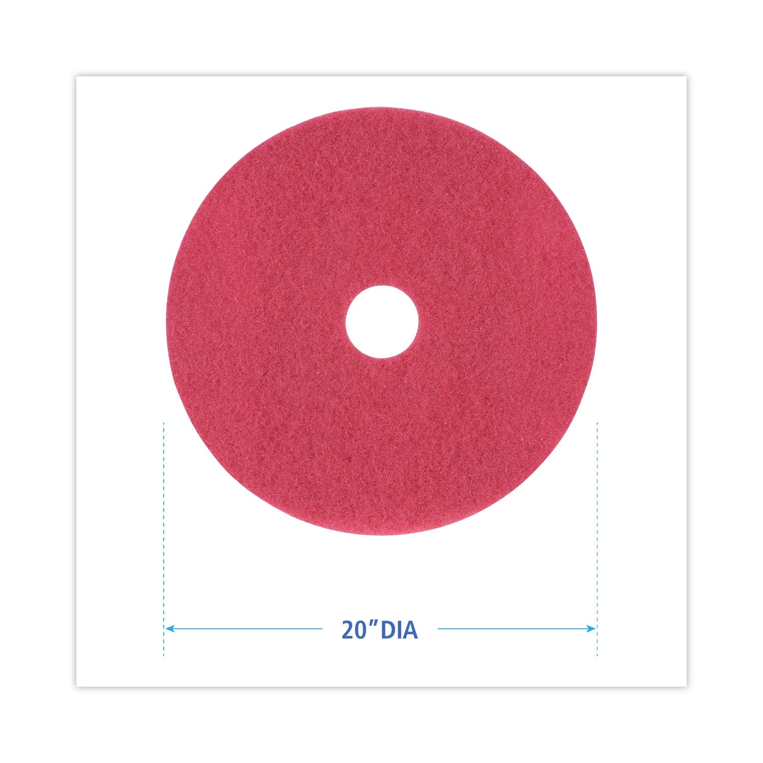 Buffing Floor Pads, 20" Diameter, Red, 5/Carton - 