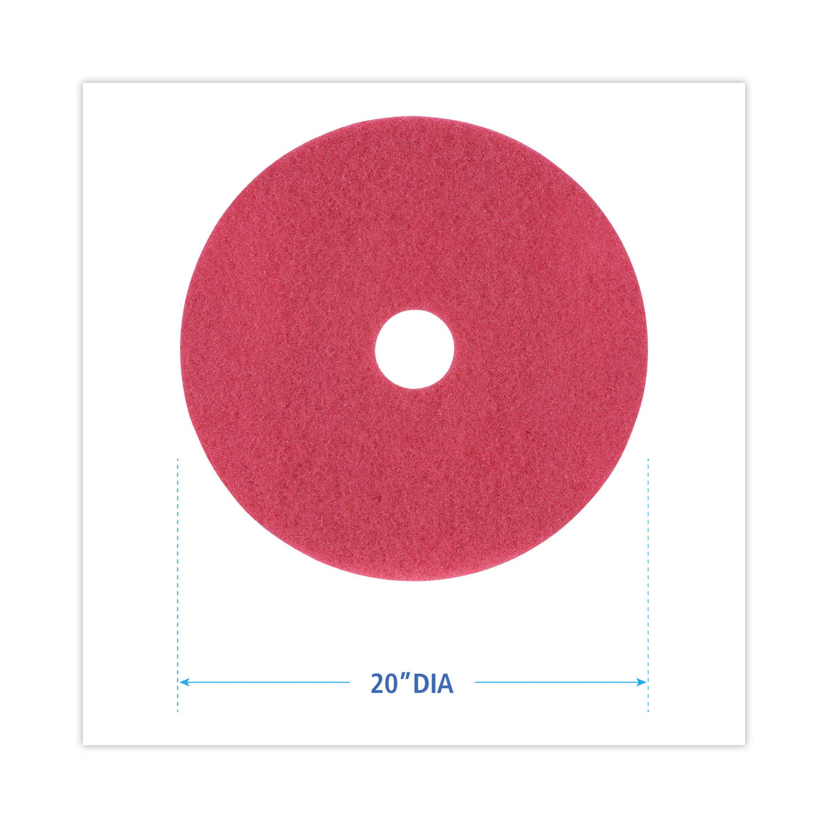 Buffing Floor Pads, 20" Diameter, Red, 5/Carton