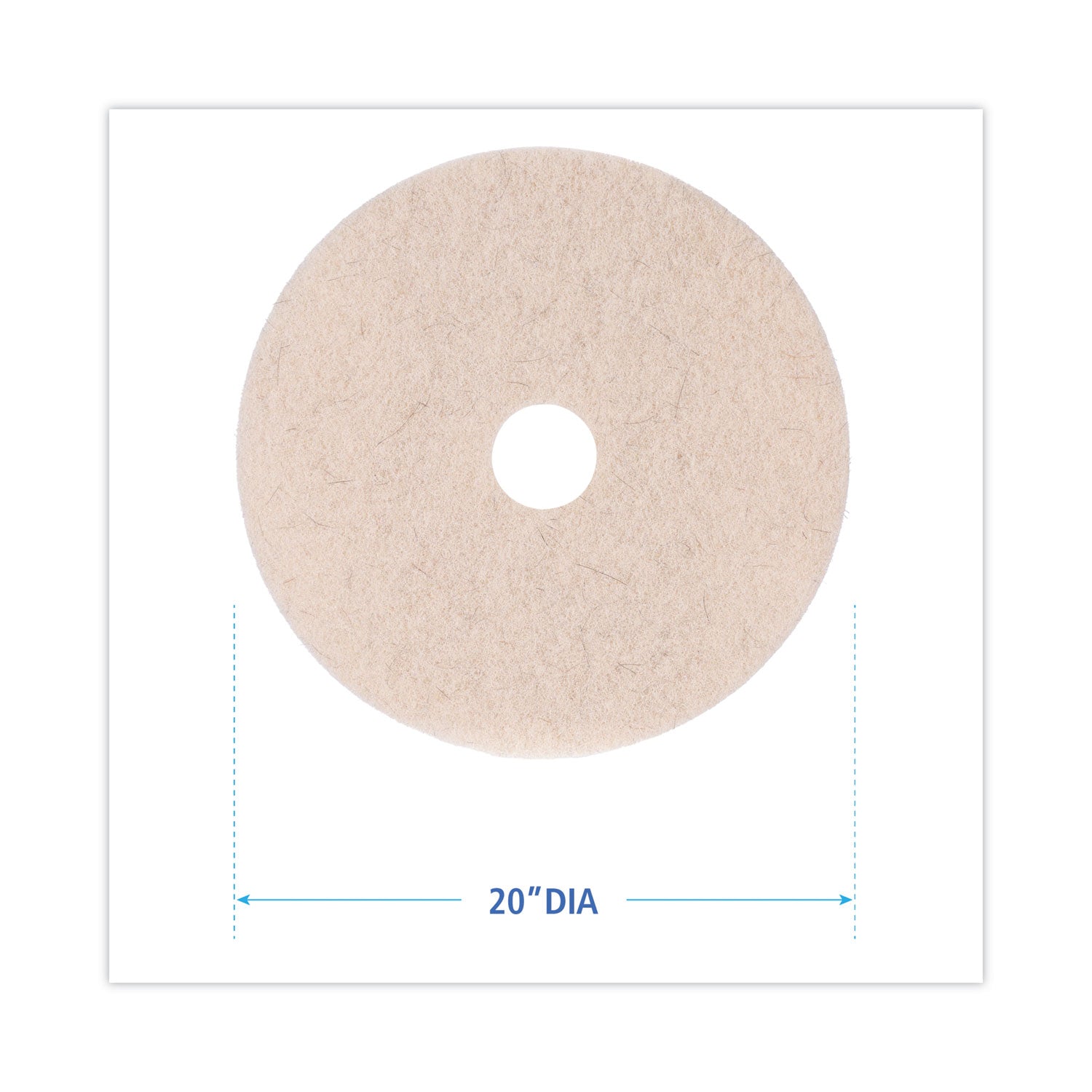 Natural Hog Hair Burnishing Floor Pads, 20" Diameter, Tan, 5/Carton - 