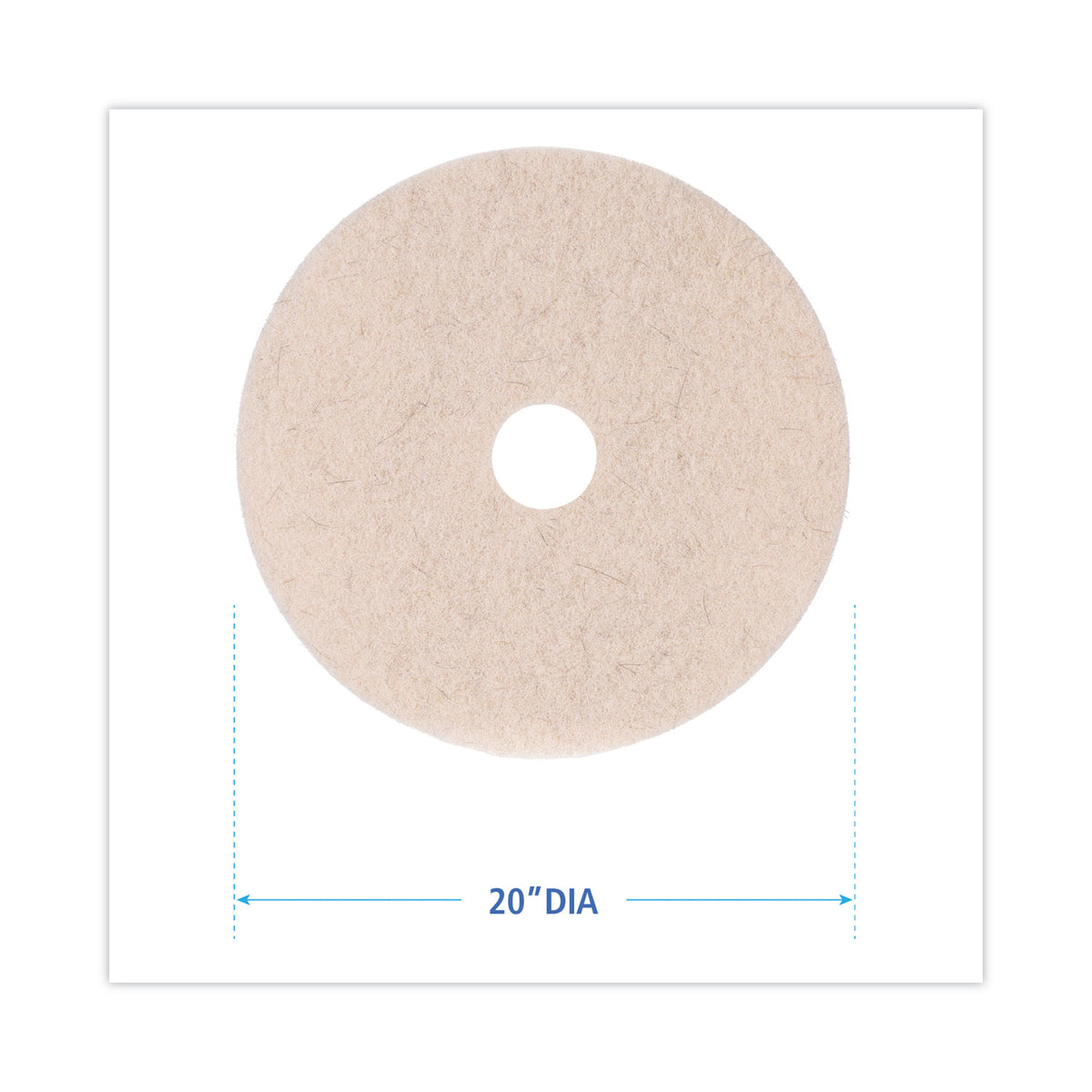 Natural Hog Hair Burnishing Floor Pads, 20" Diameter, Tan, 5/Carton