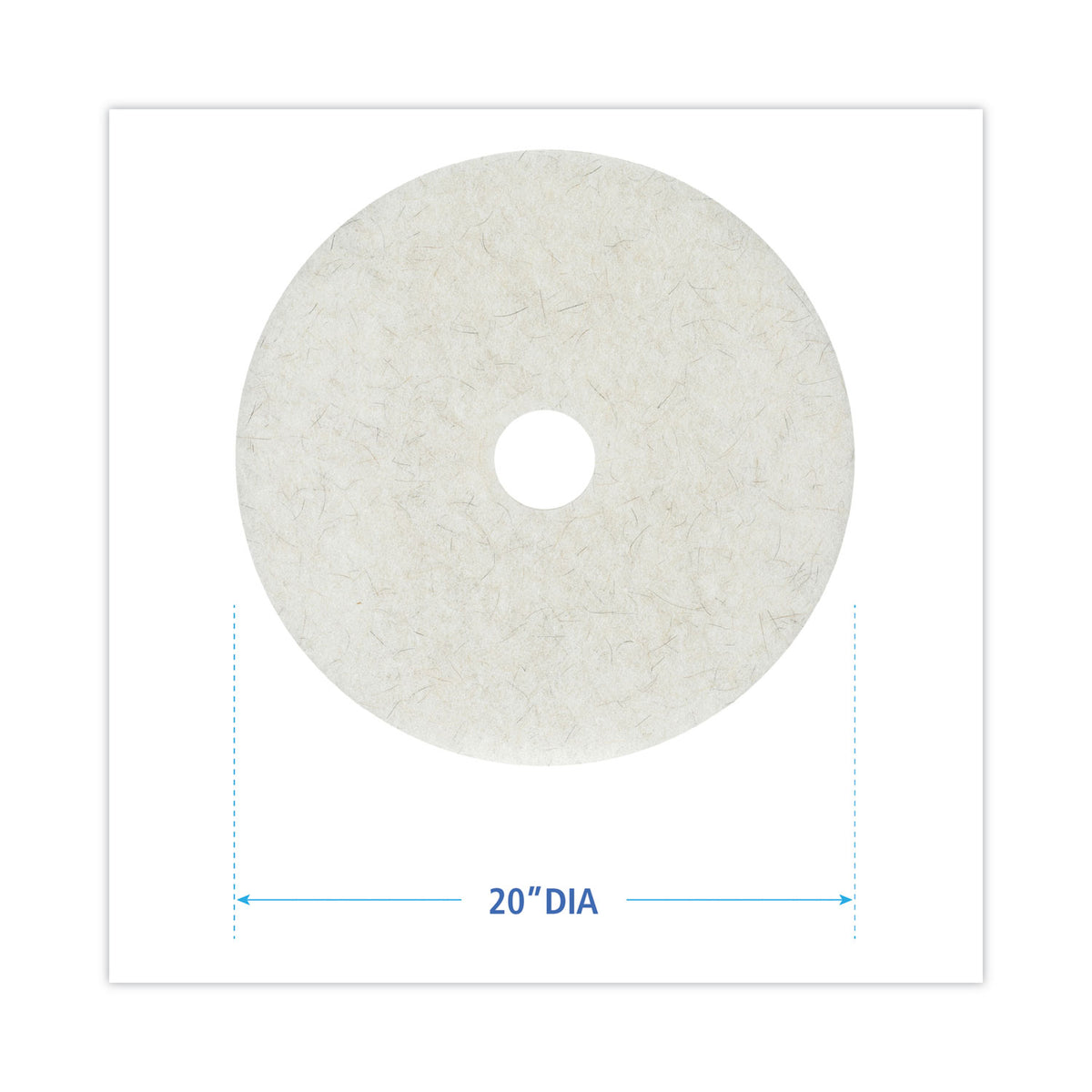 Natural Burnishing Floor Pads, 20" Diameter, White, 5/Carton