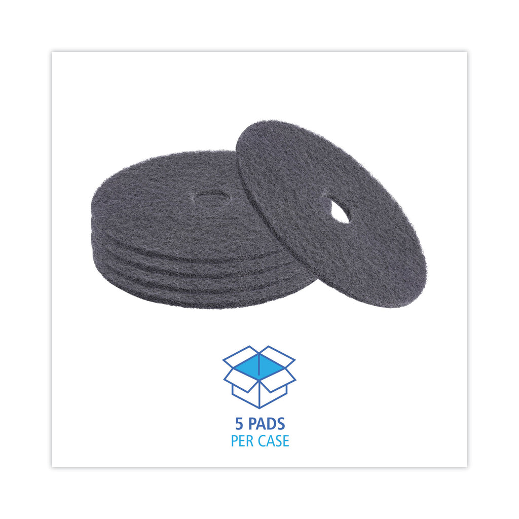 High Performance Stripping Floor Pads, 20" Diameter, Black, 5/Carton - 