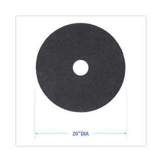 High Performance Stripping Floor Pads, 20" Diameter, Black, 5/Carton - 