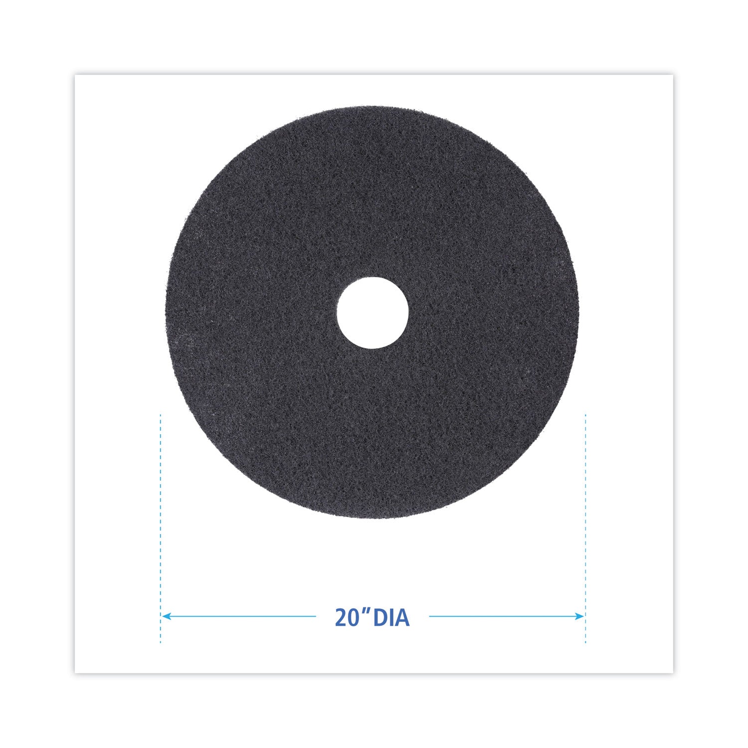 High Performance Stripping Floor Pads, 20" Diameter, Black, 5/Carton - 
