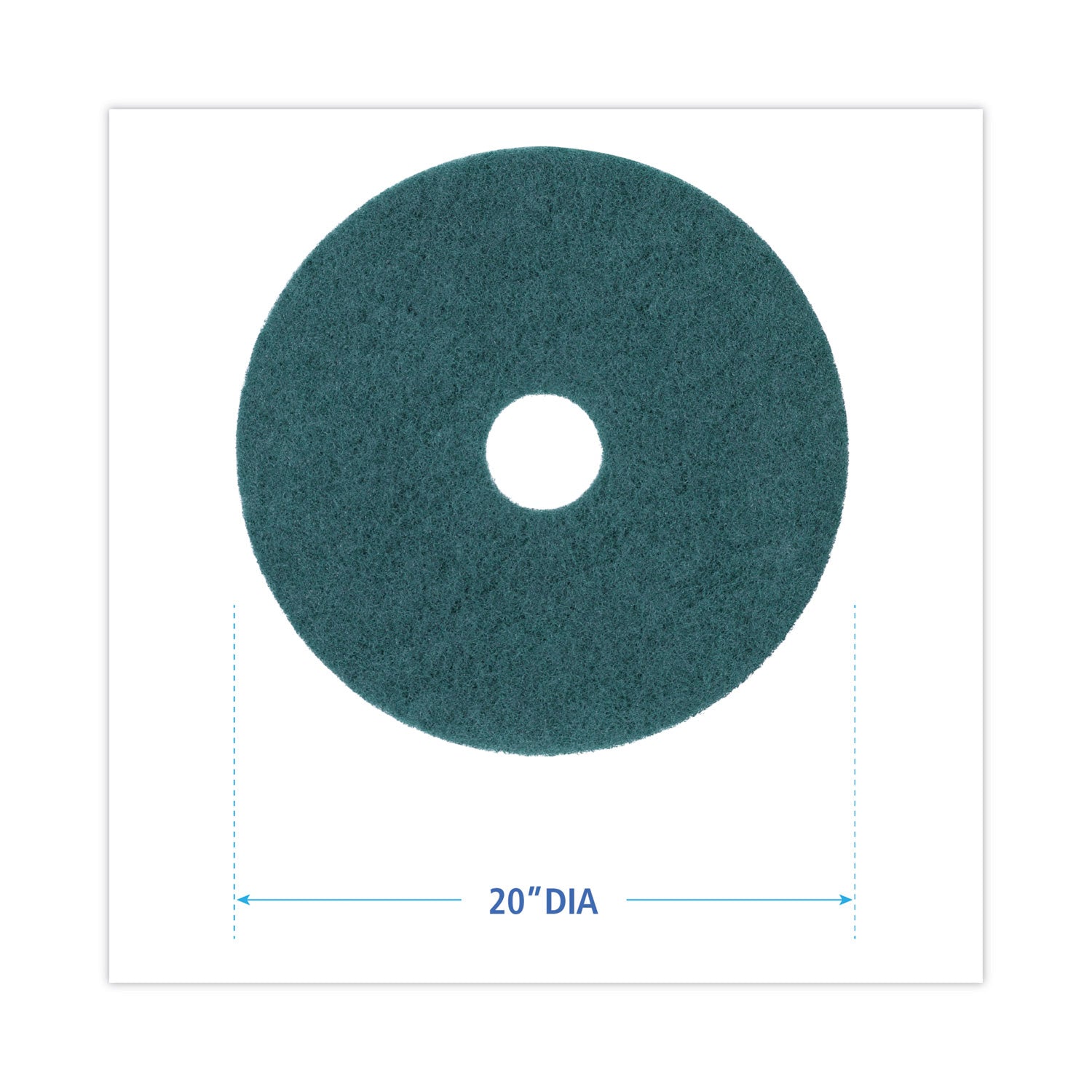Heavy-Duty Scrubbing Floor Pads, 20" Diameter, Green, 5/Carton - 