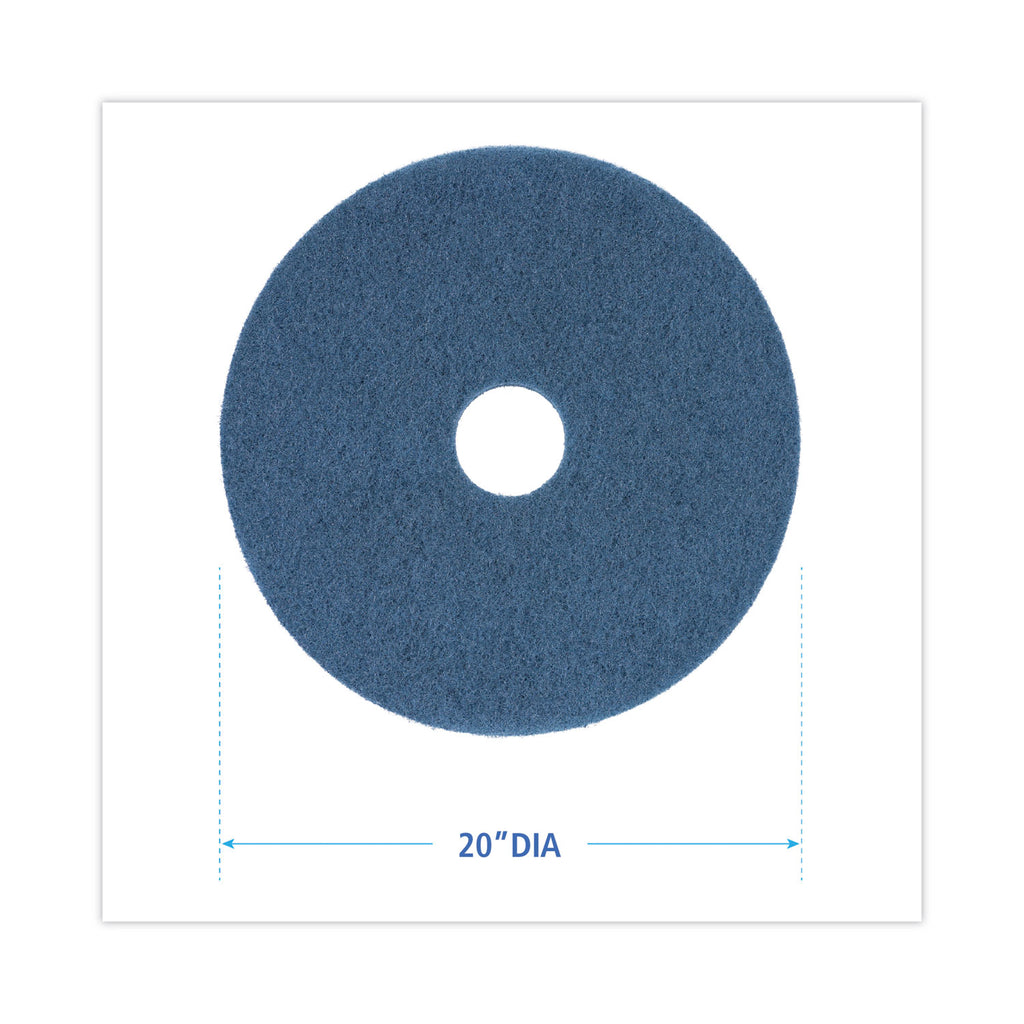 Scrubbing Floor Pads, 20" Diameter, Blue, 5/Carton