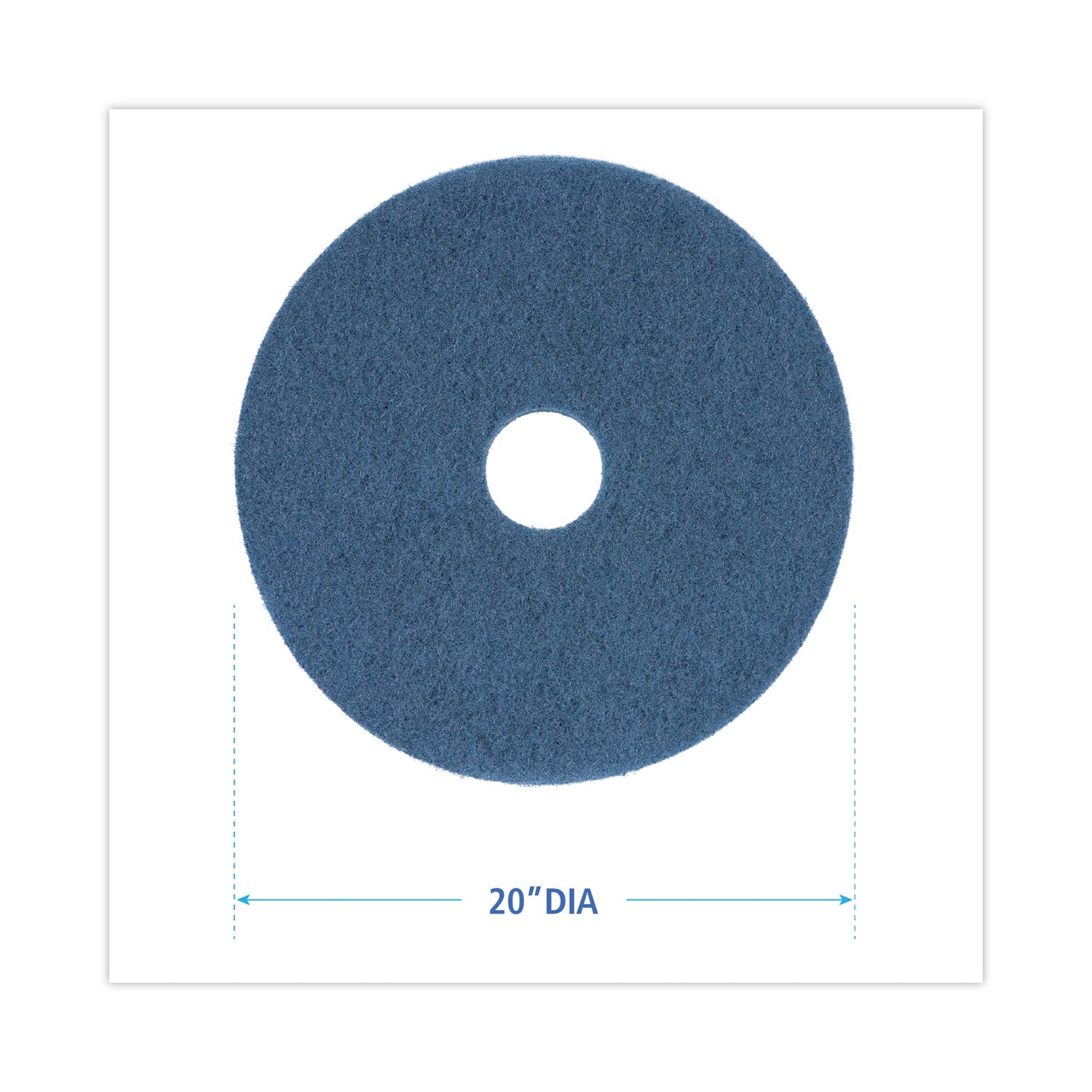 Scrubbing Floor Pads, 20" Diameter, Blue, 5/Carton
