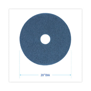 Scrubbing Floor Pads, 20" Diameter, Blue, 5/Carton