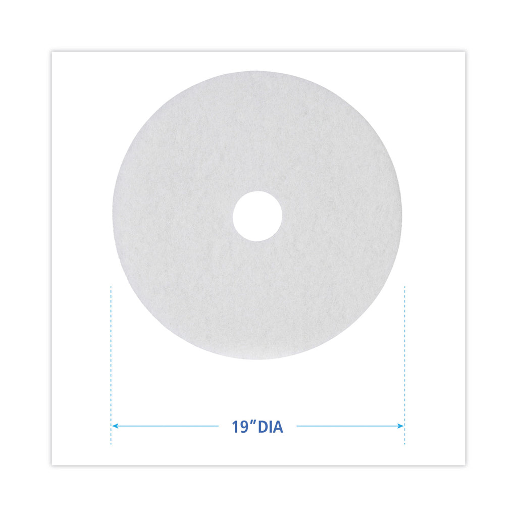 Polishing Floor Pads, 19" Diameter, White, 5/Carton