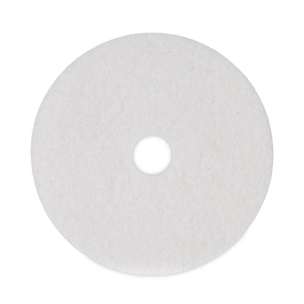Polishing Floor Pads, 19" Diameter, White, 5/Carton