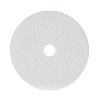 Polishing Floor Pads, 19" Diameter, White, 5/Carton