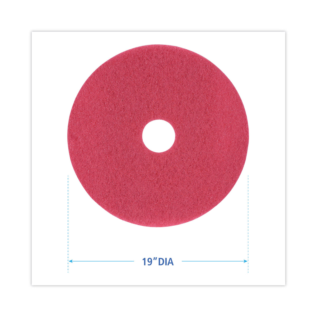 Buffing Floor Pads, 19" Diameter, Red, 5/Carton