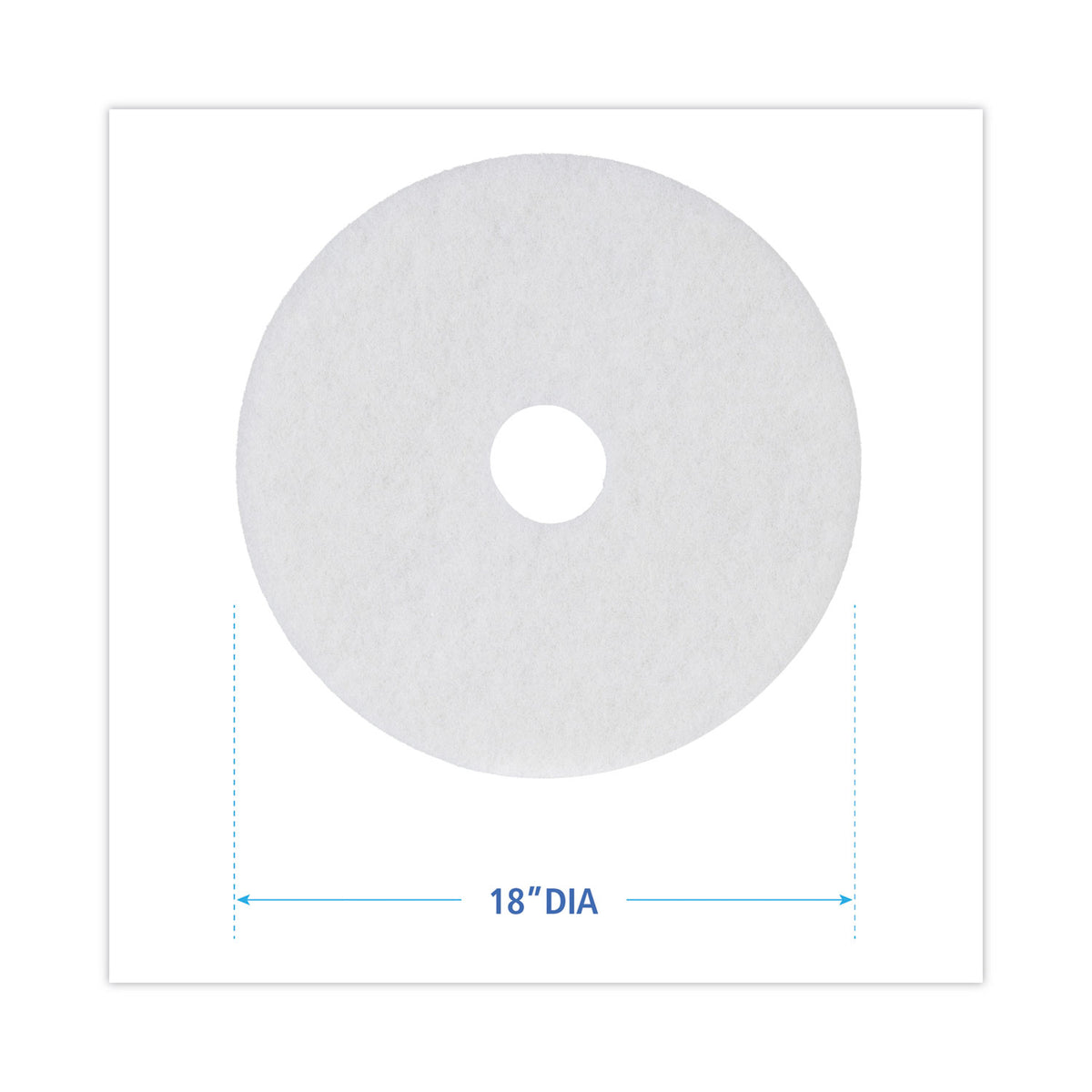 Polishing Floor Pads, 18" Diameter, White, 5/Carton