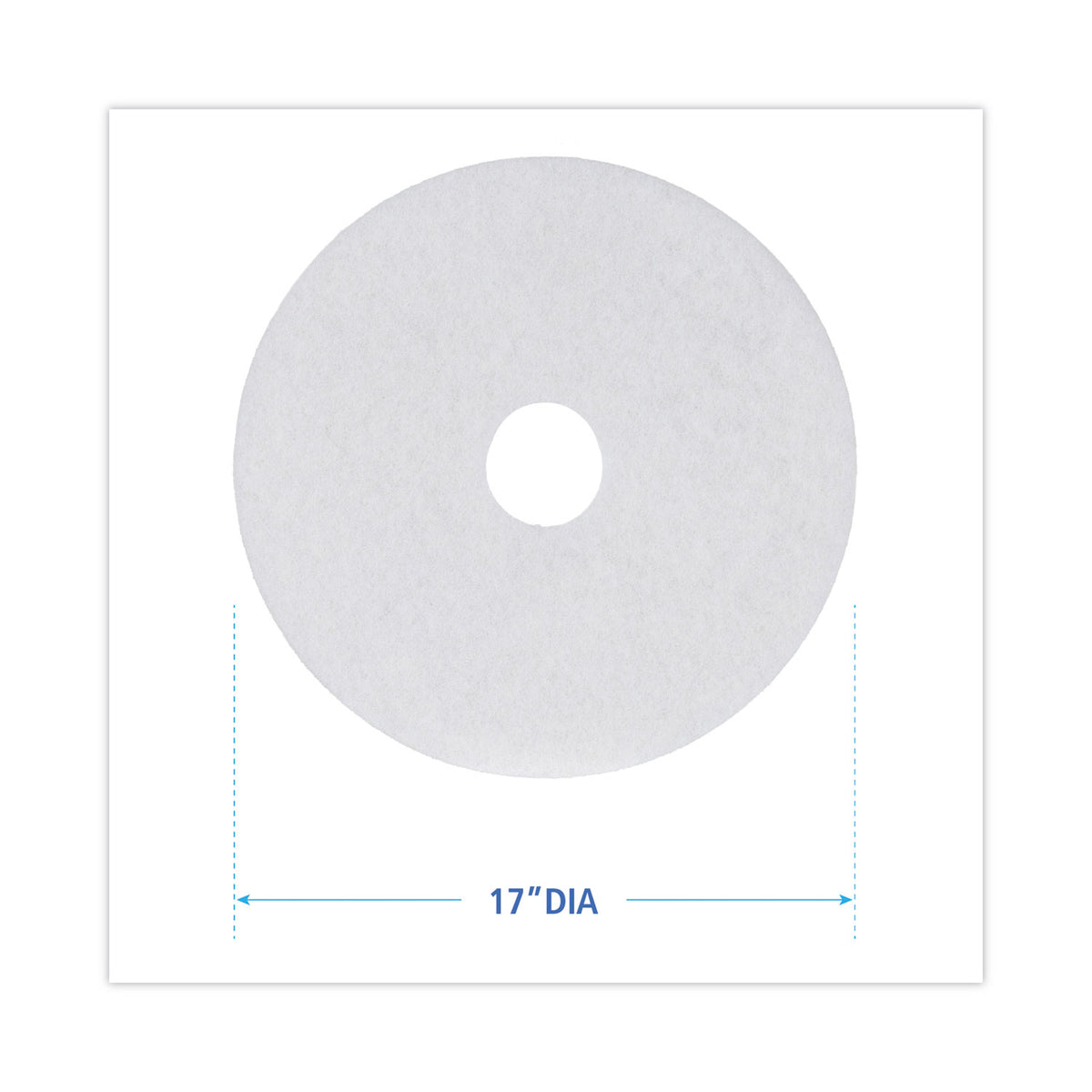Polishing Floor Pads, 17" Diameter, White, 5/Carton