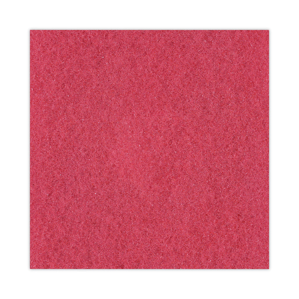 Buffing Floor Pads, 17" Diameter, Red, 5/Carton