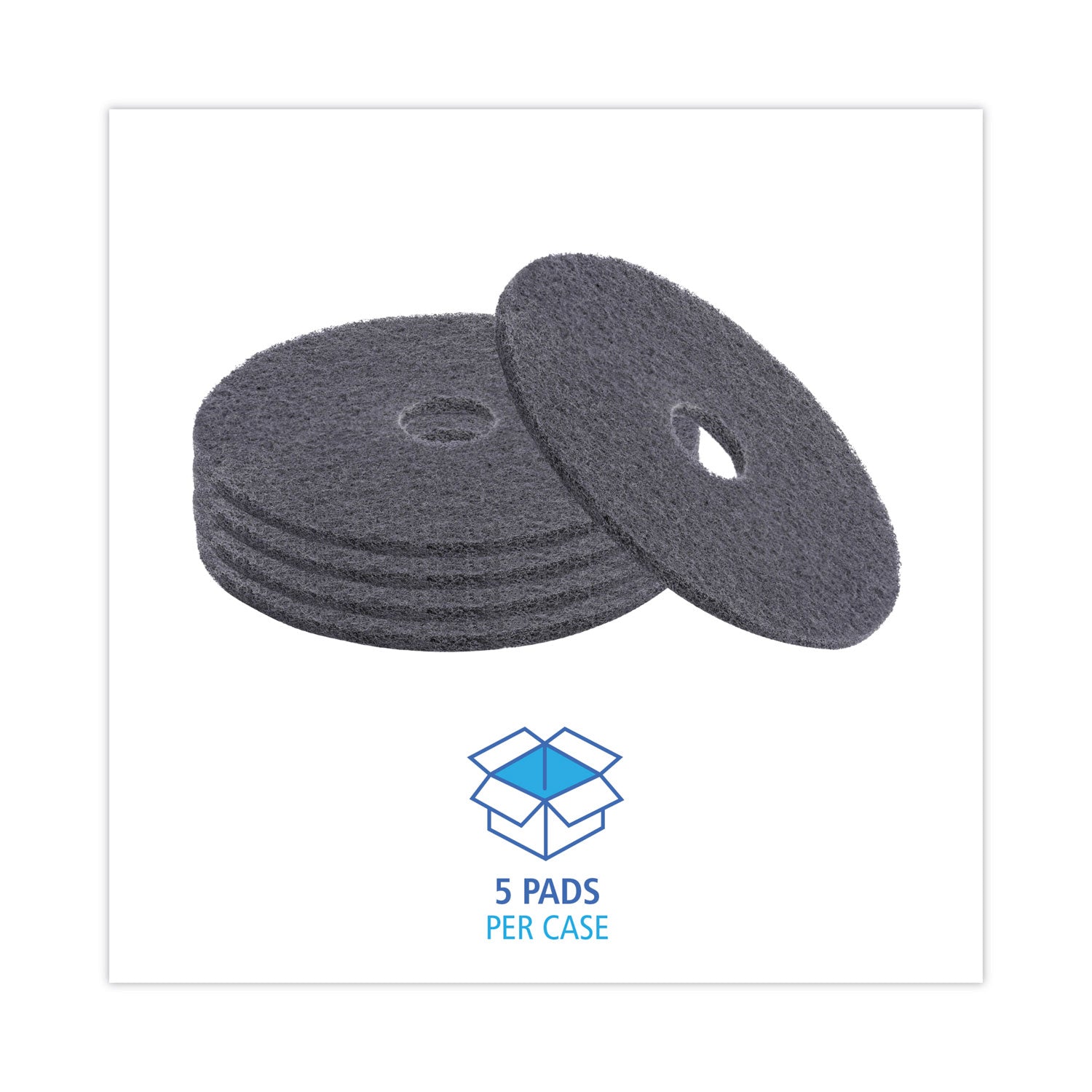 High Performance Stripping Floor Pads, 17" Diameter, Black, 5/Carton